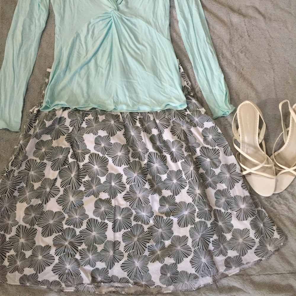 Black and White Floral Skirt